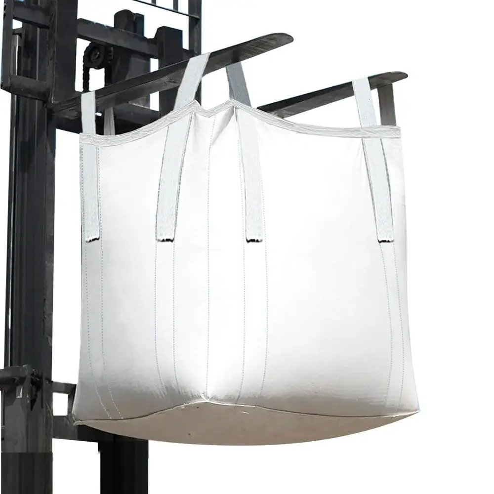 

FIBC Bulk Bag 1.5 Ton, 35.4L x 35.4W x 43.3H, 3300lbs SWL, Safety Factor 3:1, Duffle Top, Flat Bottom, Woven Polypropylene