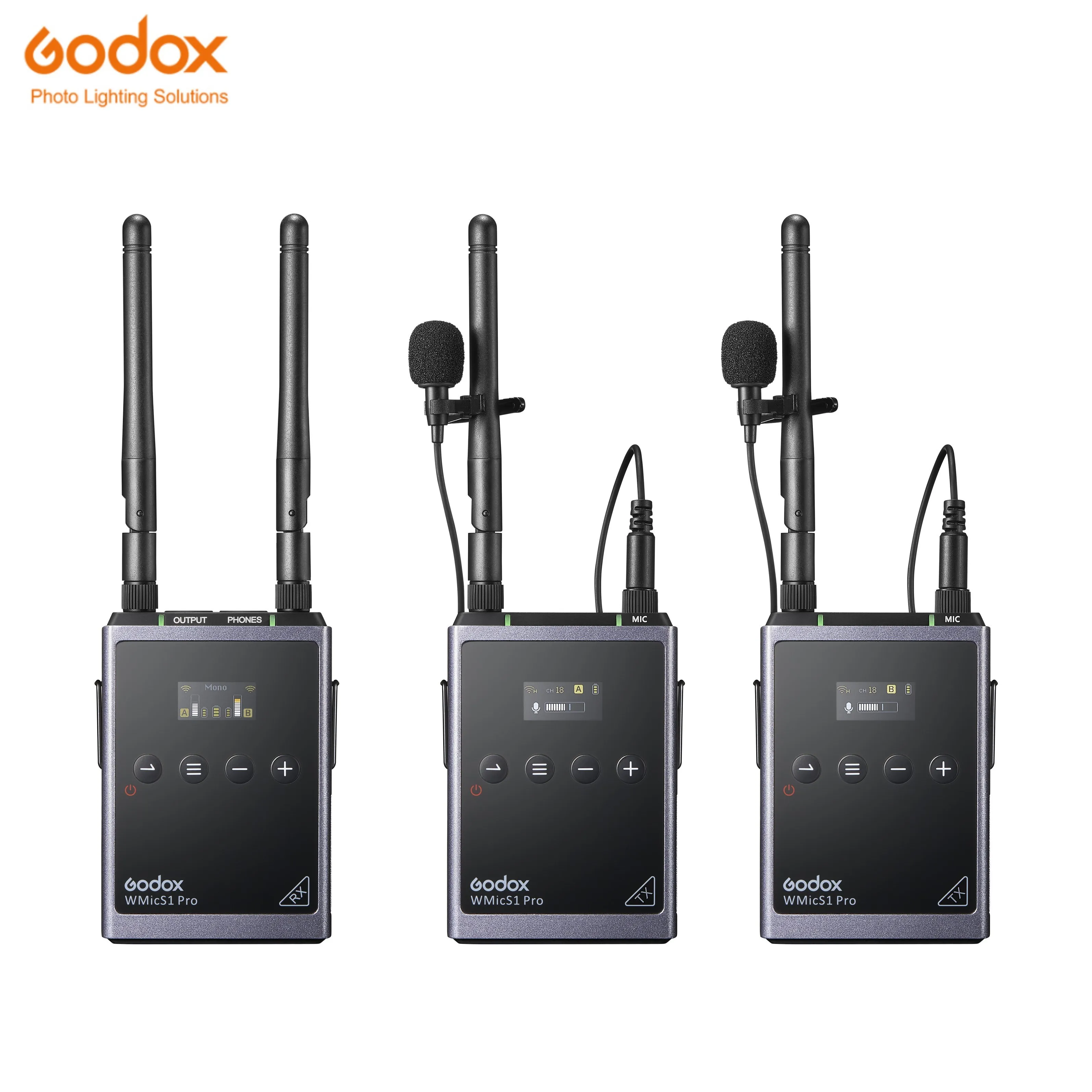 

Go Dox WMicS1 Pro Camera-Mount UHF Full Metal Dual-Channel Wireless Omni Lavalier Mic Microphone System (514 to 596 MHz)