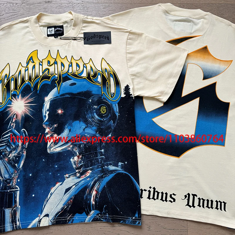 

Real Photo Godspeed Short Sleeve High-quality Heavy Fabric Print Tops Hip-hop Rock Men Women GOD SPEED T-shirt