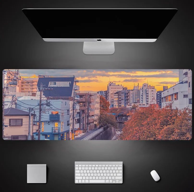 

Sunset Sky Landscape Street Dusk Waterproof Mouse Pad Super Large Laptop Keyboard Desk Pad Student Customization Computer Mat