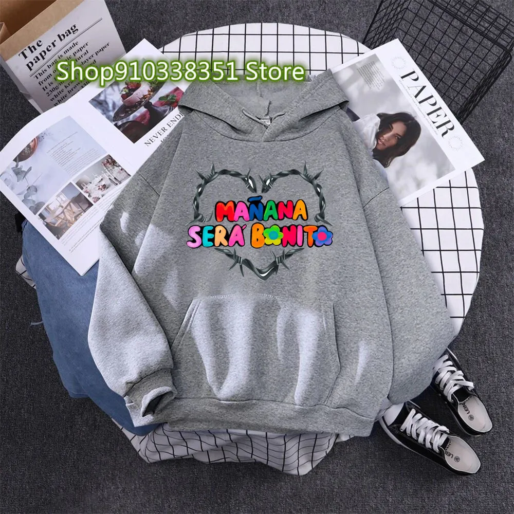 Karol G Mana Sera Bonito with Heart Hoodie Graphic Women Retro Music Sweatshirt Hip Hop Y2k Hoodies Loose Fleece Tops for Girls