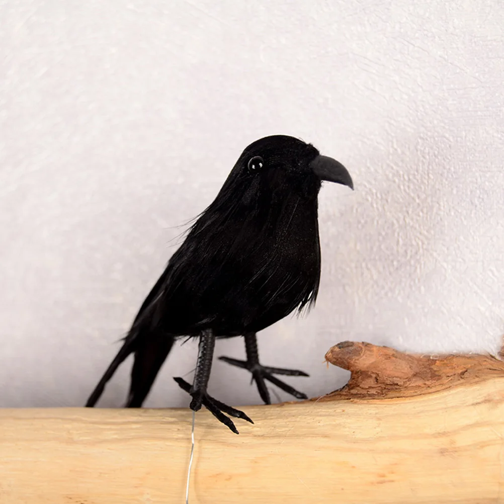 

3pcs Simulated Crow Decoration Realistic Black Feathered Halloween Props Durable Scary Decor Garden Statue Fall Winter Displays