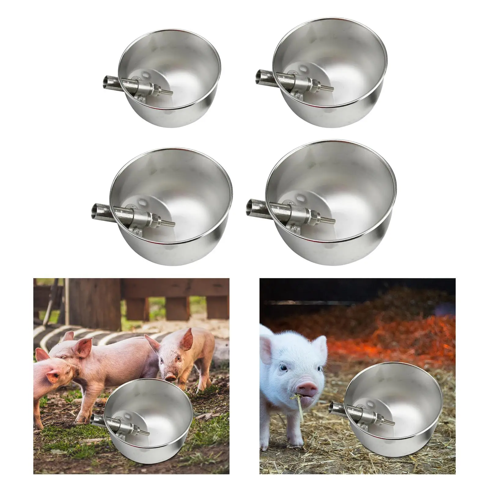 Automatic Pig Drinking Water Bowl Livestock Waterer Bowl Trough Farm Animal Feeder Stainless Steel Feeder for Horse Dog Chicken