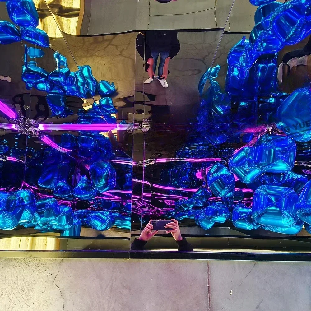 Popular Product Rectangular Stainless Steel Mirror Photo Booth Box RGB Stick Light Magazine Photo Box Wedding Party Decoration