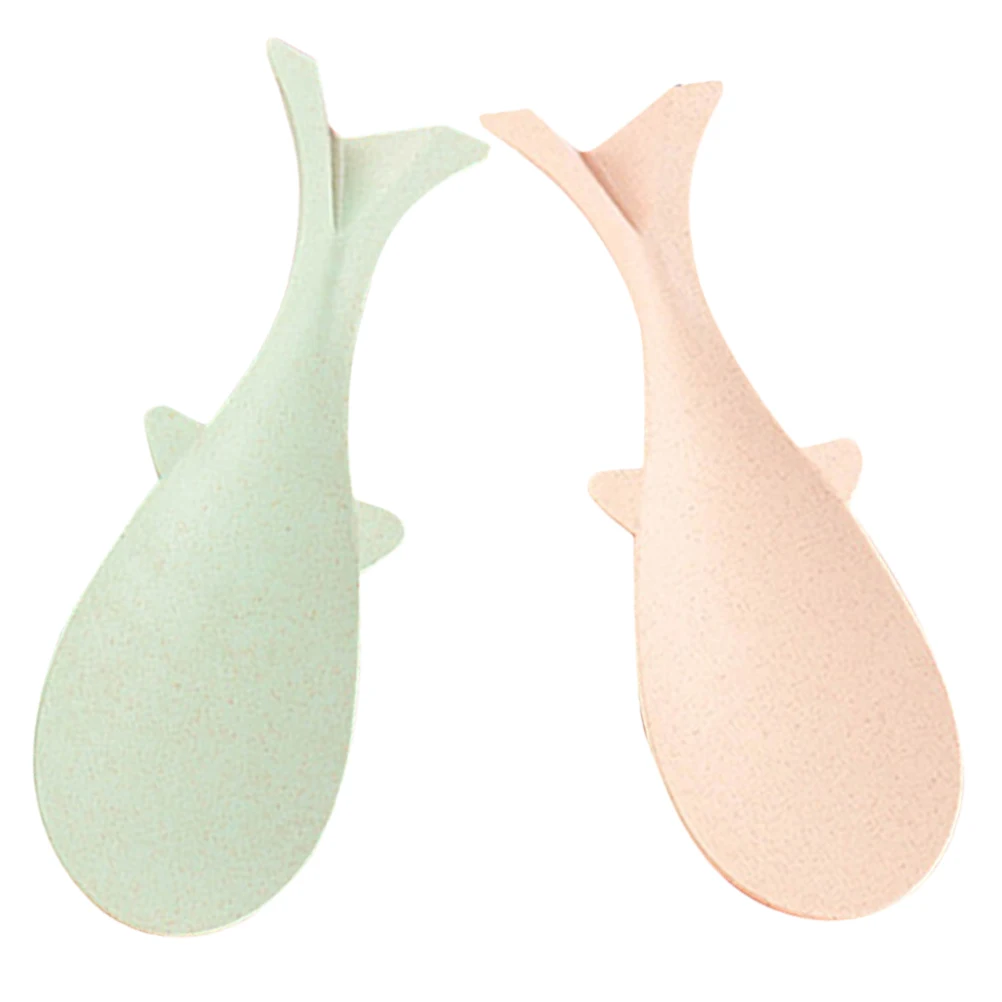 

2 Pcs Tablespoon Fish-shaped Rice Child Spoons Creative Plastic Serving for Cooking