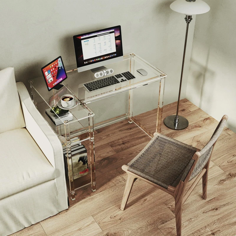 Popular acrylic desk transparent desk modern simple multi-layer table with storage