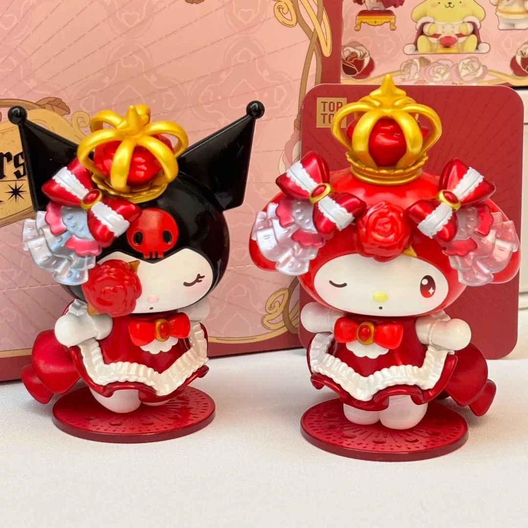 

Sanrio Blind Box Family Rose Night Series Kt Mycinnamoroll Pom Pom Melody Kuromi, милая фигурка, креативное украшение для рабочего стола, игрушка в подарок