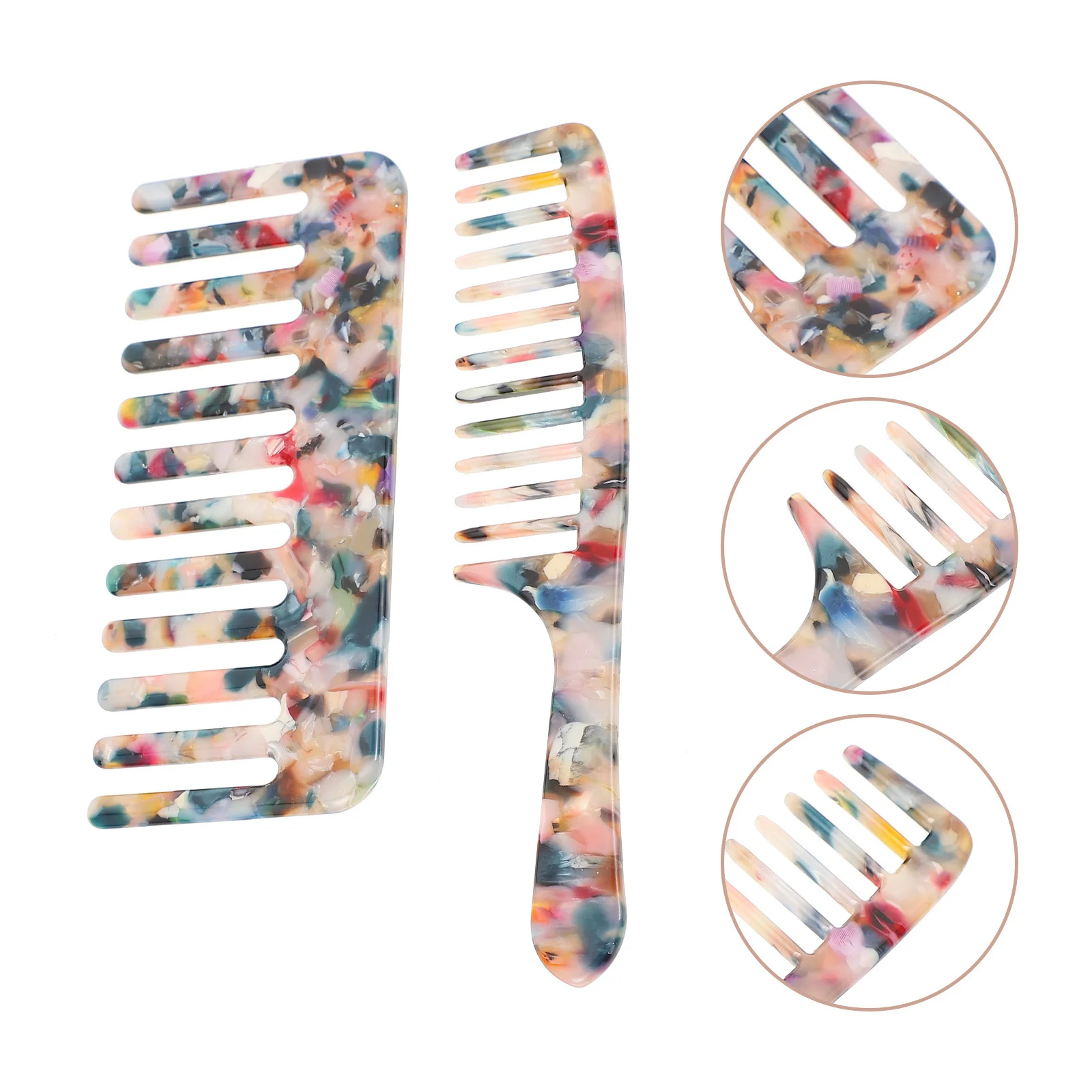 

2Pcs Wide Tooth Comb Professional Salon Grade Non-Slip Grip Hair Styling Comb for Women Home Hairdressing Tool Plastic