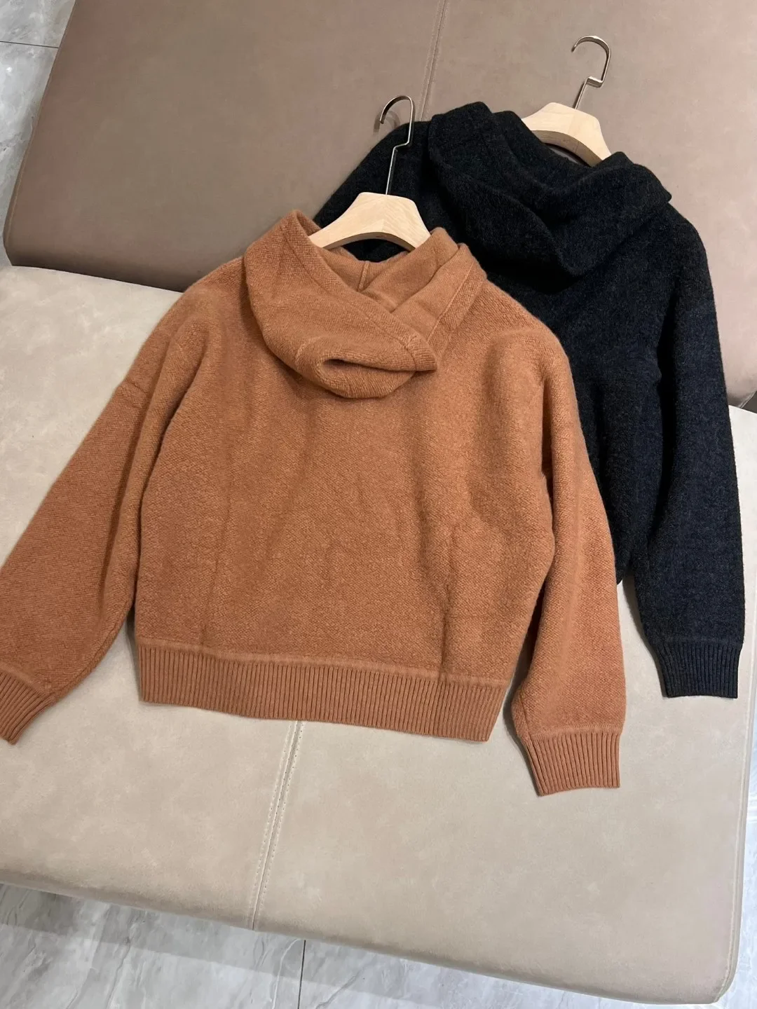 Women's Set 2024 New Autumn Spring Wool Cashmere Soft Casual Long Sleeve Knitted Hooded Pullover or Pants