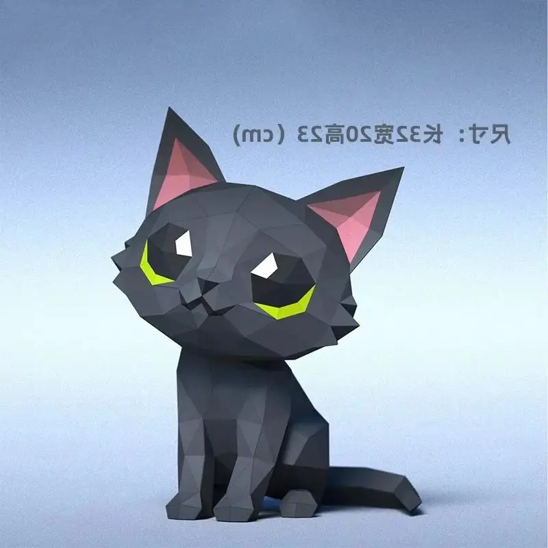 Leuke Kat Kitten 3D Papier Model Papercraft Kunst Creatieve Handgemaakte Ornamenten Home Decor Kamer Vloer Bureau Decoratie DIY Puzzels Speelgoed