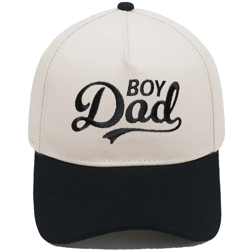 ''Boy Dad Girl Dad'' Letter Embroidery Two Tone Baseball Cap Unisex Adjustable Curved Brim Dad Hat Father's Day Casual Sun Hat