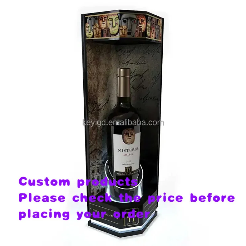 custom.Customized 2mm Thick Acrylic Wine Bottle Glorifier Display Stand Countertop LED Light Base Polished