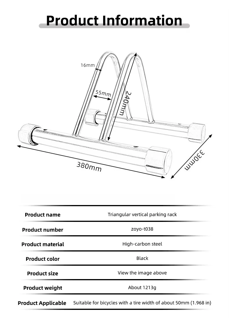 Adjustable Bicycle Rack Garage Indoor/Outdoor Floor Rack, Foldable Bicycle Rack