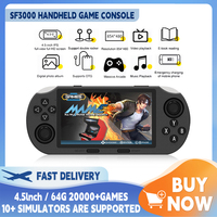 SF3000 Portable Handheld Game Console 4.5 Inch IPS Screen Retro Video Game Player 64G Built-in 20000+ Games Gift For Kids