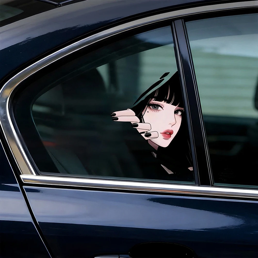 JDM Niedlicher Anime-Mädchen-Autoaufkleber, Kreativer Cartoon-Vinyl-PVC-Aufkleber für Auto, Motorrad, Koffer, Gamer-Computer-Gehäuse, Wasserdicht – Detail 1