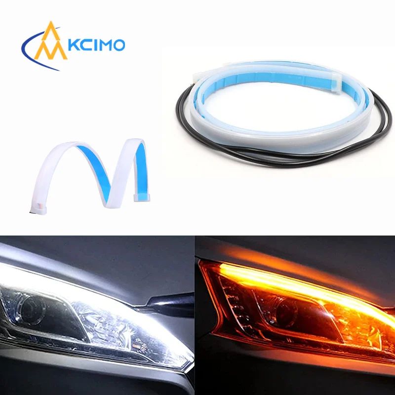 

Waterproof Flexible LED Car Daytime Running Light Strip, Flow Turn Signal Brake Light, Multi-Color Auto Headlight Styling