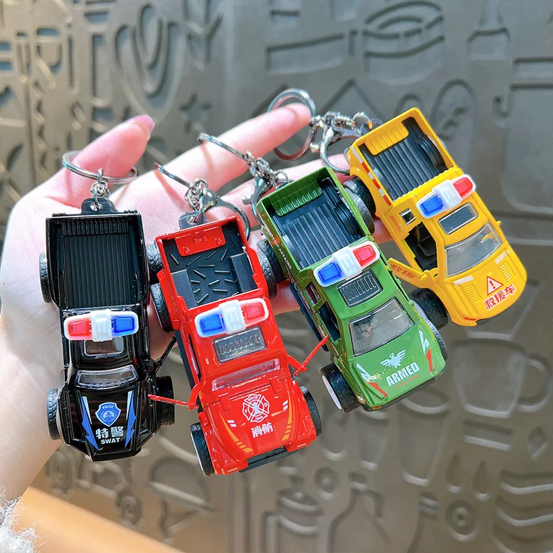 Creative Simulated Pickup SUV Pendant Keychain Cute Mini Fire Service Truck Children's Gift Key Ring for Couple Bag Accessories