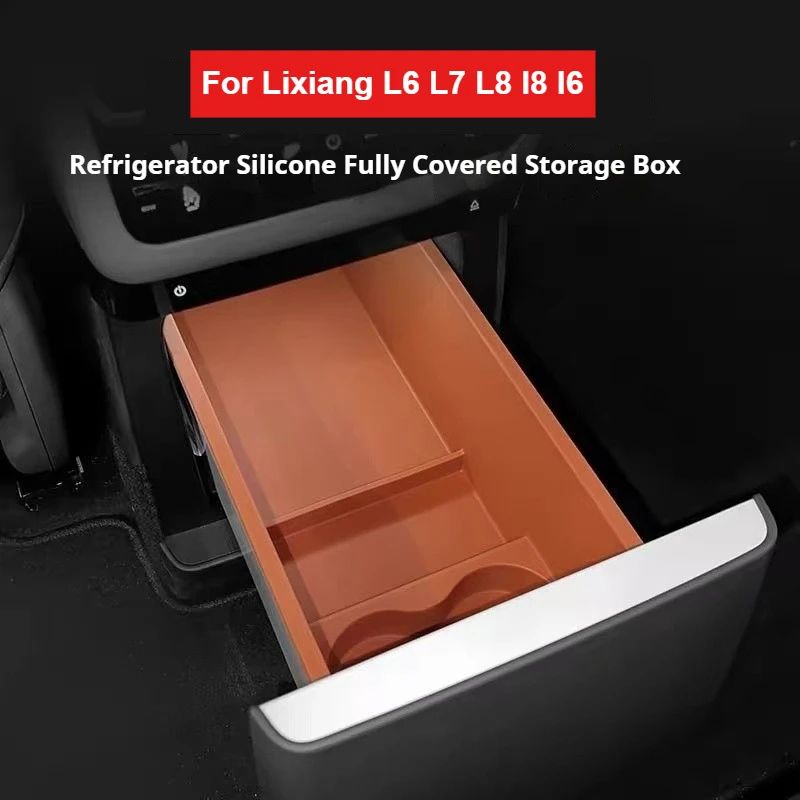 

For Li Lixiang L6 L7 L8 Ideal I6 I8 Silicone Car Refrigerator Fixed Grid Rack Storage Box Anti-slip Car Storage Accessories