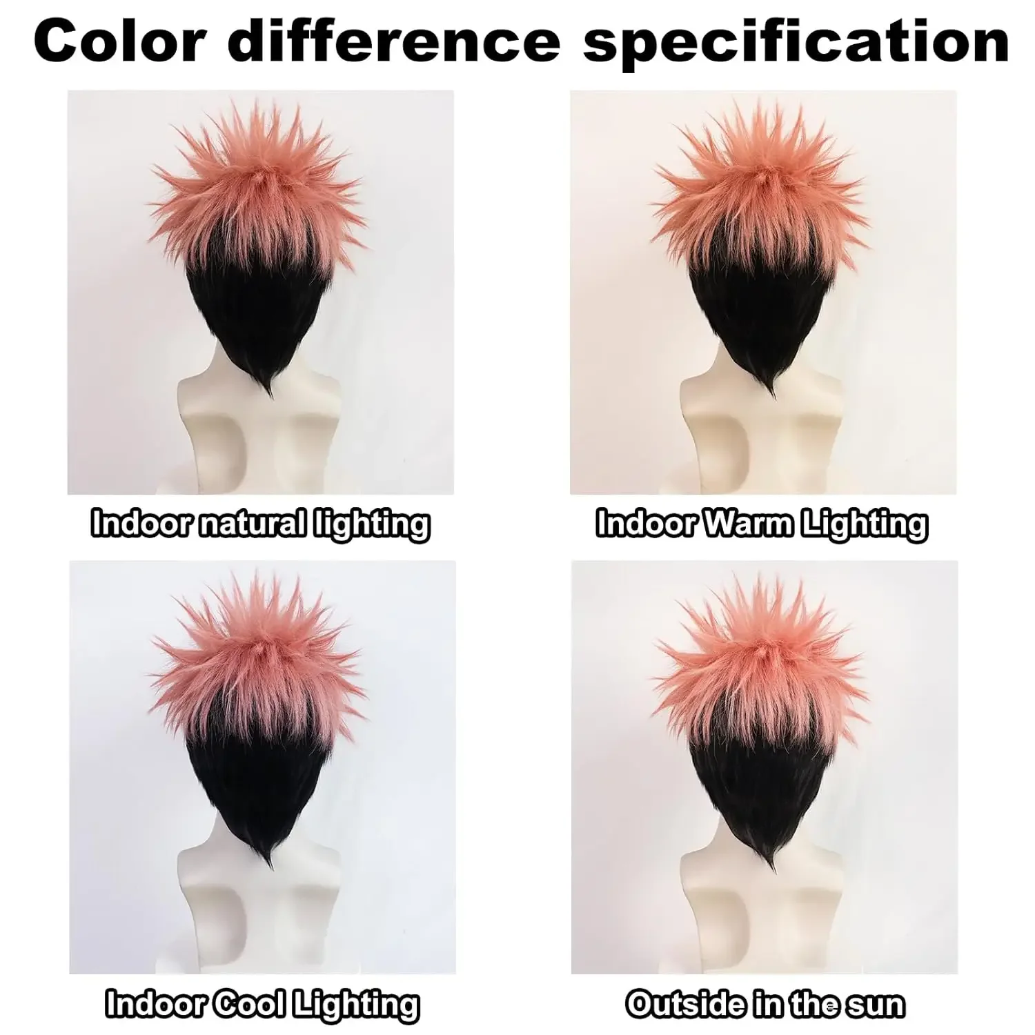 Itadori Yuji Perücke Rosa Schwarz Anime Perücke Jungen Kurze Rosa Perücke Herren Cosplay Perücke Hitzebeständige Synthetische Halloween Kostüm Perücke