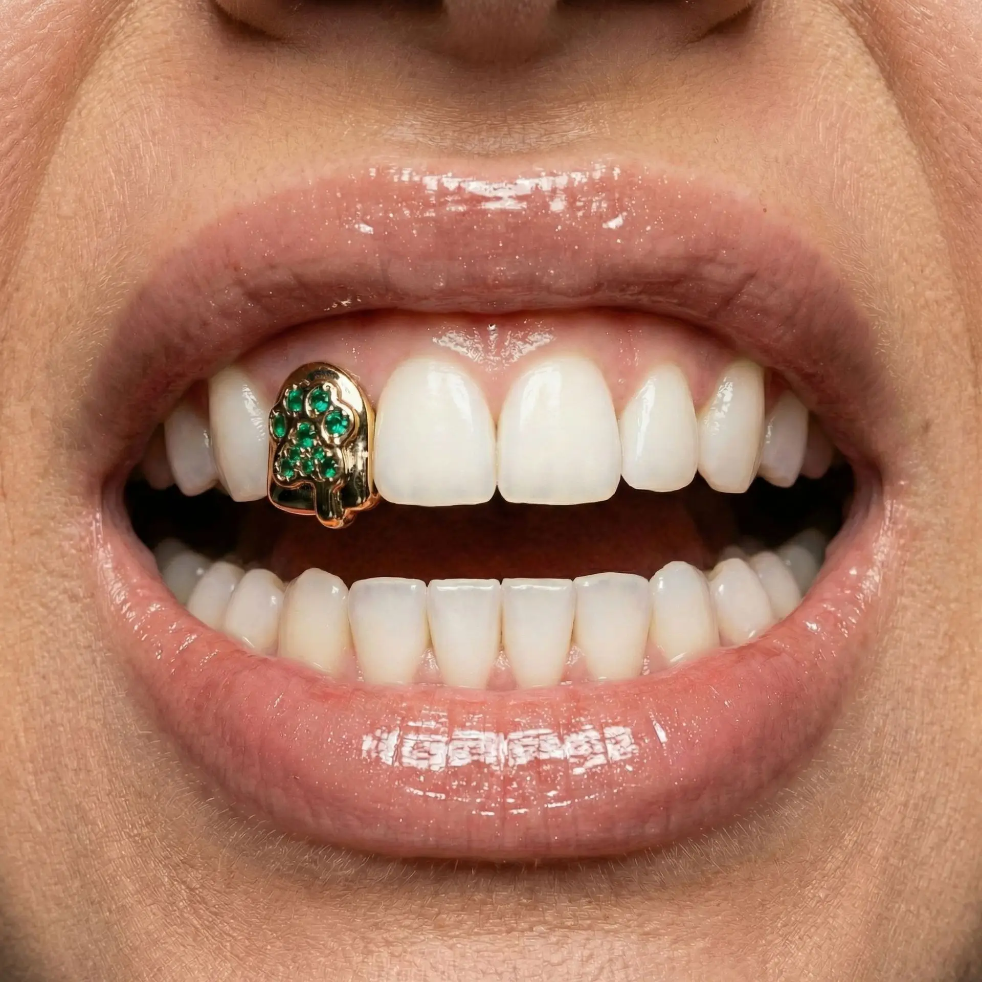 YOUNGX Grillz Dentales Vintage con Huellas de Animales y Circonitas, Elegantes Capas Dentales con Piedras CZ para Hombres y Mujeres, Joyería Dental