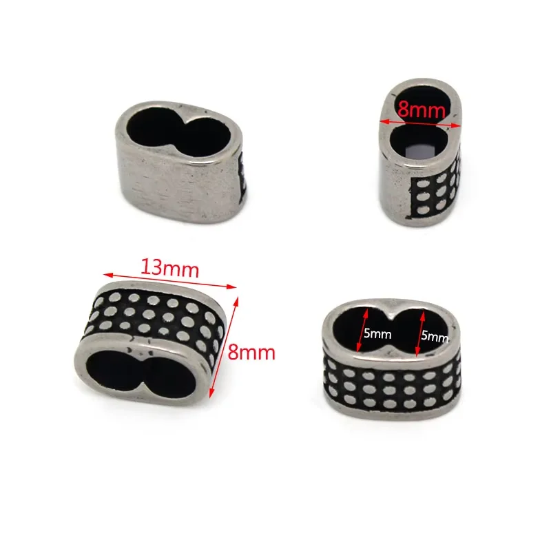 4Pcs Stainless Steel Beads Spacers Large Hole Metal Pendants Sliders Beads for Leather Bracelet DIY Jewelry Making Accessories view 5