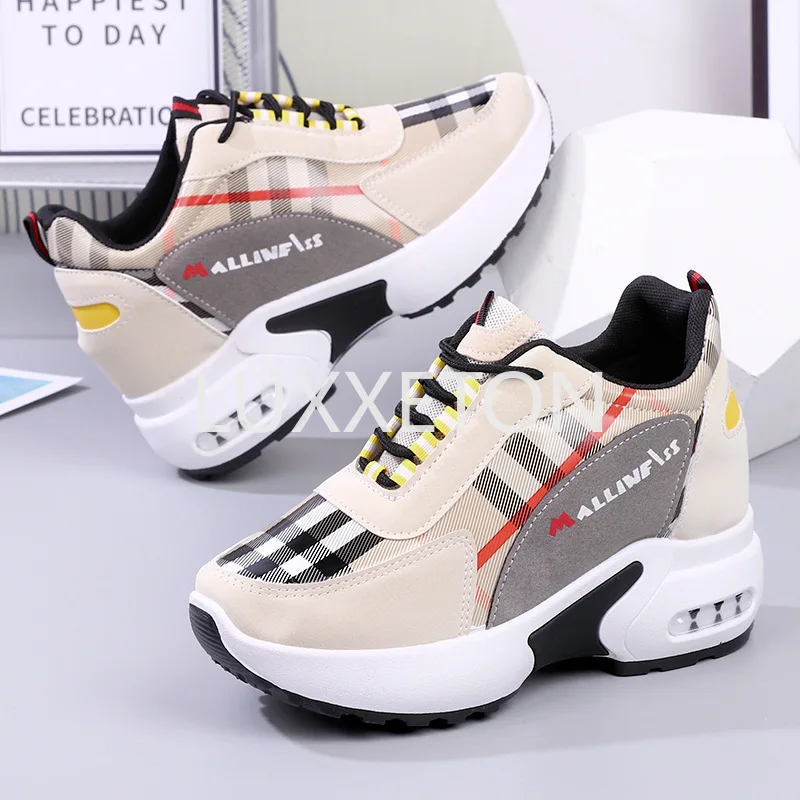 Women Flat Shoes 2024 New Fashion Lacing Comfortable Inner Height Women Sports Shoes Walking Breathable Size 35-40