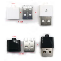 5 Sets DIY USB 2.0 Connector Plug A Type Male Assembly Adapter Socket Solder Type Black White Plastic Shell For Data Connection