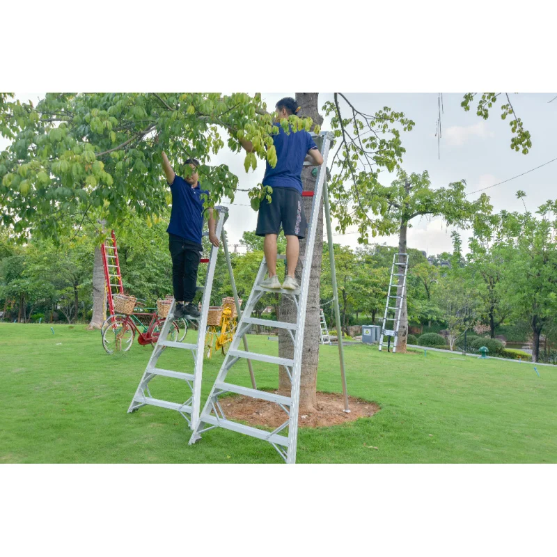 custom.EN131 Double Support Adjustable Escalera De Aluminio Fruit Picking Orchard Harvest Tripod Fruit Ladder Aluminum Ladder