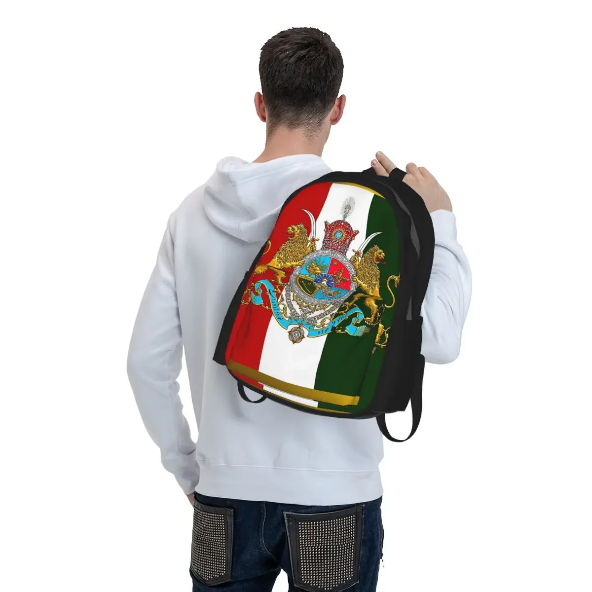 Iran Flag Emblem Persia Sun Lion Backpack Student BookBag Children School Bag Computer Shoulder Bags for Men Women