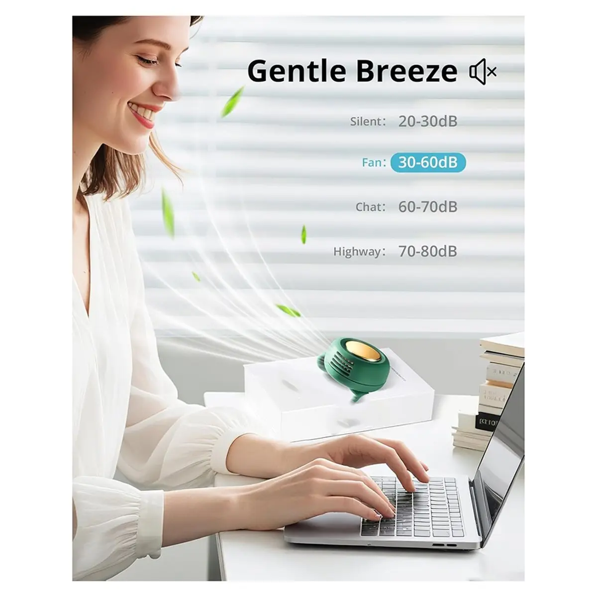 Portable Silent Mini Bladeless Clip-on Fan, 3 Speeds, USB Rechargeable Hands-Free Cooling for Travel & Office
