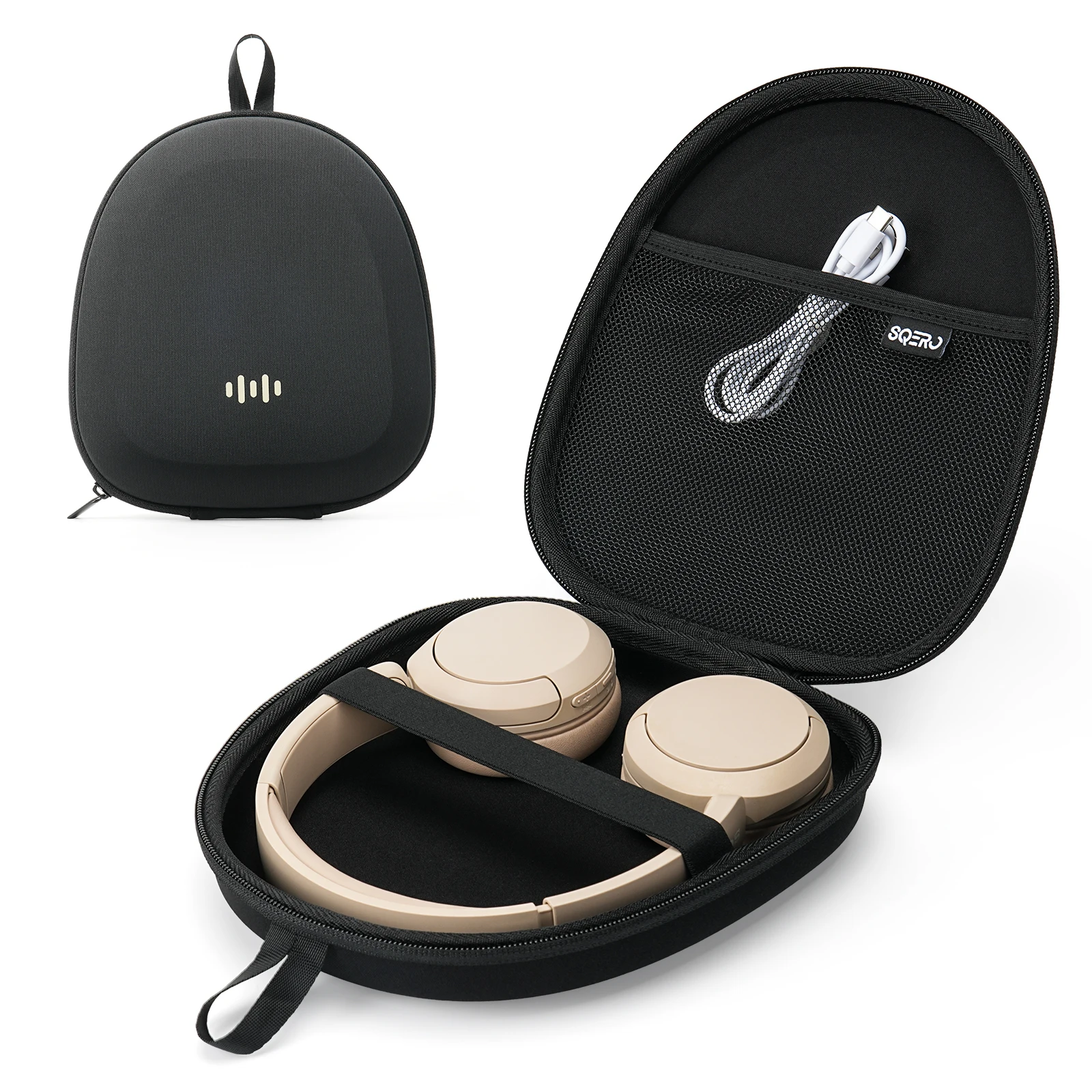 Yinke Hartschalen-EVA-Tasche, passend für Sony WH-CH720, JBL Tune 510, Soundcore Q30 Kopfhörer, stoßfest, staubdicht, tragbare Tasche mit mehreren Fächern. – Detail 12