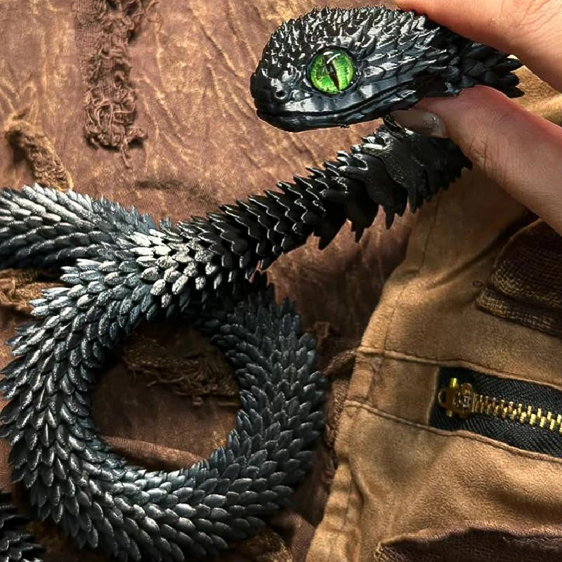 レインボースネークデザインオーナメント,3Dプリントジョイント,モバイルハンド,デスクトップオーナメント,動物モデルおもちゃギフト
