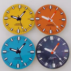 28.6mm Watch Dial Black Shell Dial for NH35 NH36 ETA2824 PT5000 ST2130 Diver Watch Case Blue Yellow Orange Hand Set