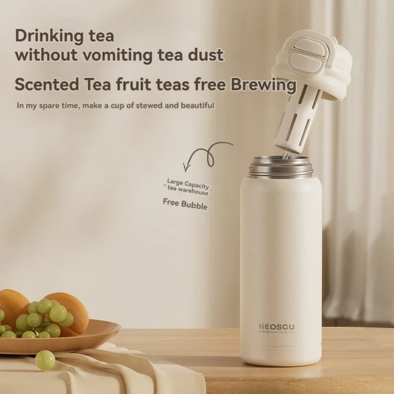 500ML Thermos Water Bottle With Straw Insulated Kids Bottle Stainless Steel Vacuum Flasks Portable Coffee Cups Double Spring Lid view 2