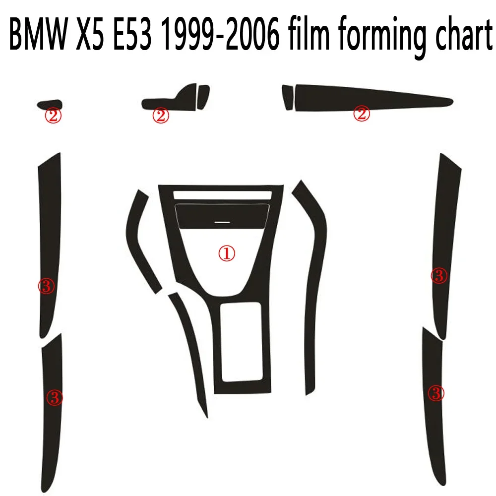 For BMW X5 E53 1999-2006 Interior Central Control Panel Door Handle 3D/5D Carbon Fiber Stickers Decals Car styling Accessorie