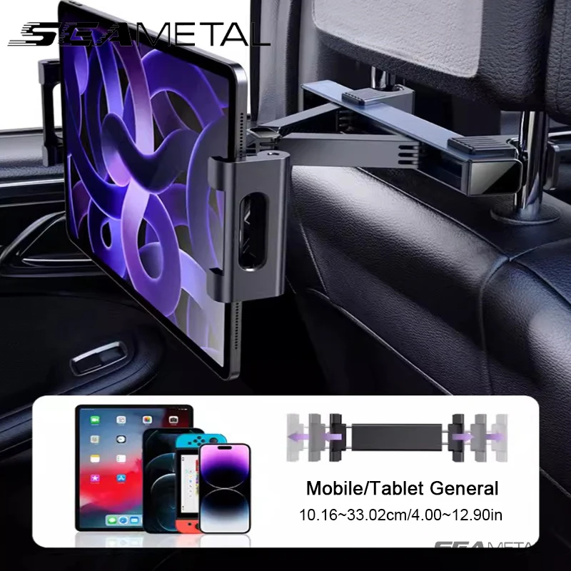 

SEAMETAL Newest Car Phone Holder Back Seat Telescopic Tablet Holder Phone Mount 4-12.9 Inch Universal for iPad iPhone Smartphone