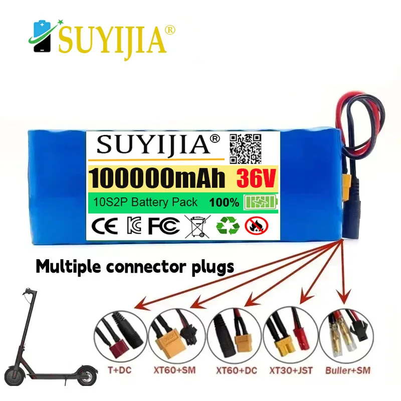 

36V 100000mAh 36v Electric Scooter Battery Lithium Electric Scooter 500W Electric Scooter Battery 18650 10s2p Battery