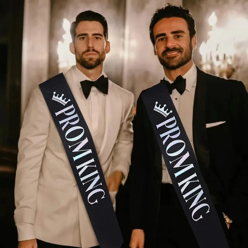 Abschluss ball König und Abschluss ball Königin Schärpen Glitzer Satin Schärpe für Männer Frauen Junggesellen abschiede Geburtstag Nacht Tanz Party Dekoration Lieferungen – Detail 7