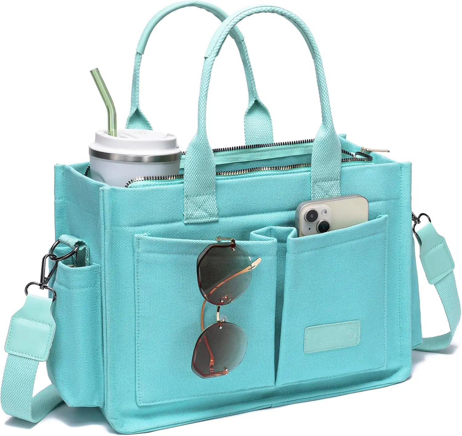 

Stylish Canvas Tote Bag for Women, Large Crossbody Work Laptop Purse Travel Nurse Teacher