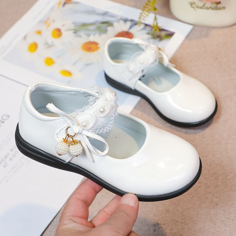 أحذية جلدية للأطفال لامعة من البولي يوريثان باللون الأسود في الحرم الجامعي أحذية للفتيات عصرية من الدانتيل الحلو على طراز الأميرة ماري جين #3