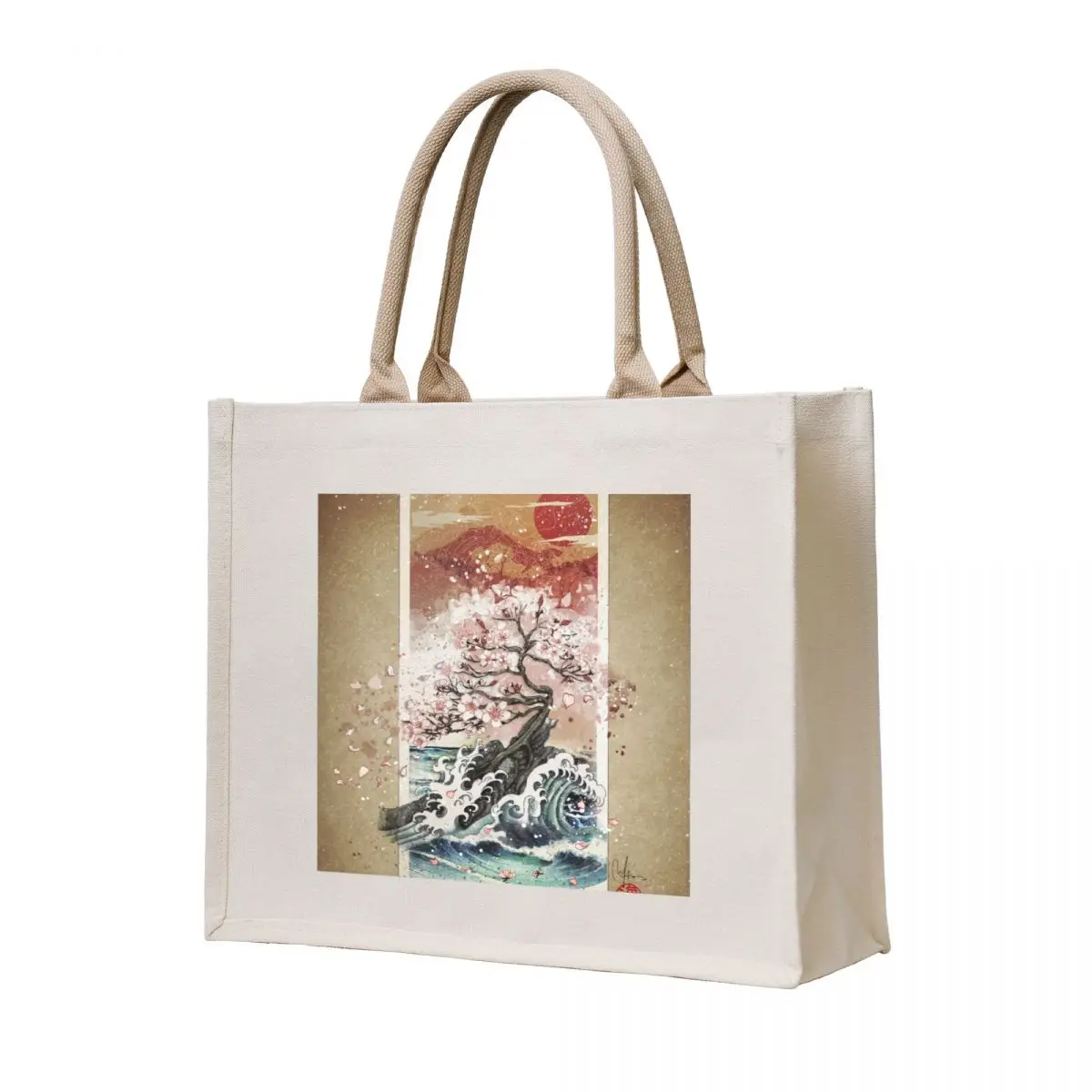 

Sakura blossom waves Tote Bag shopper bag women Large bags for women bags woman 2025