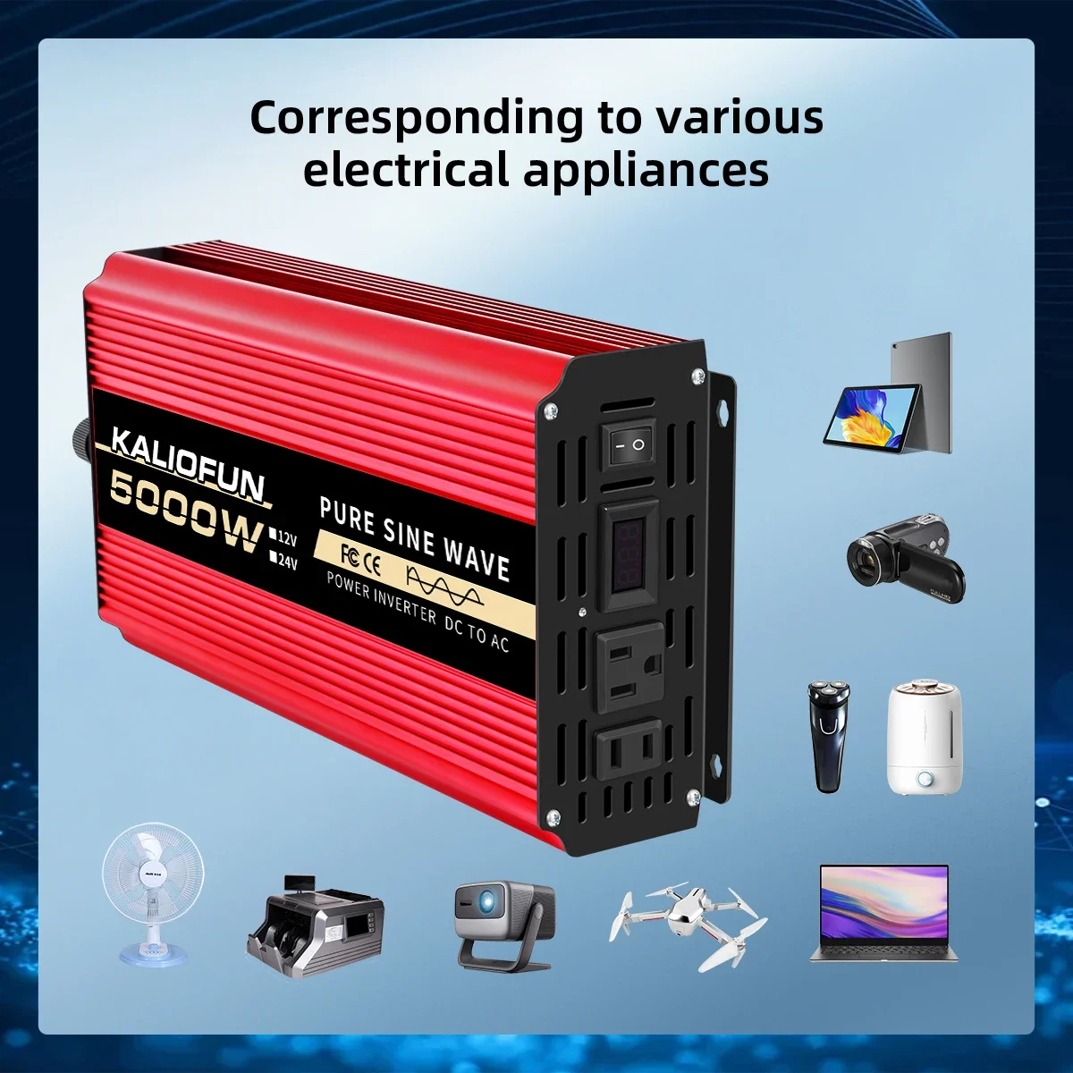 الولايات المتحدة المقبس 1000 واط 2200 واط 3000 واط 6000 واط 10000 واط العاكس 12 فولت إلى 110 فولت نقية شرط لموجة العاكس للسيارة كفاءة عالية طاقة موثوقة