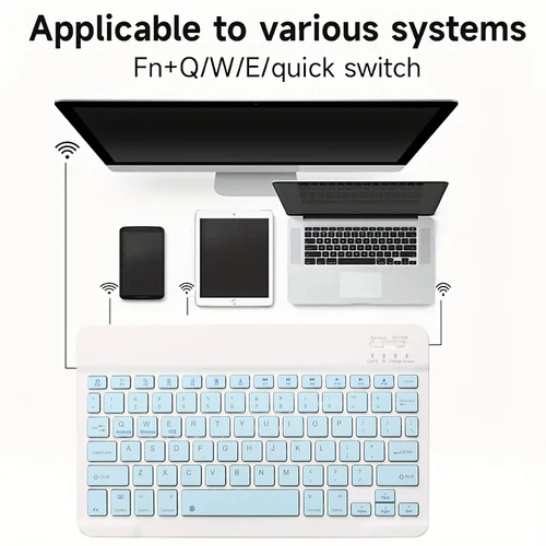 Imagen 2 del producto Teclado y ratón compatibles con Bluetooth para iPad, Xiaomi, tableta, Mini teclado inalámbrico recargable para Android, IOS y Windows