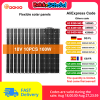 Dokio 18V 10pc 100W Flexible Solar Panel Monocrystalline Solar Panel For Car/Home Waterproof Charge 12V 1000W Solar Panel