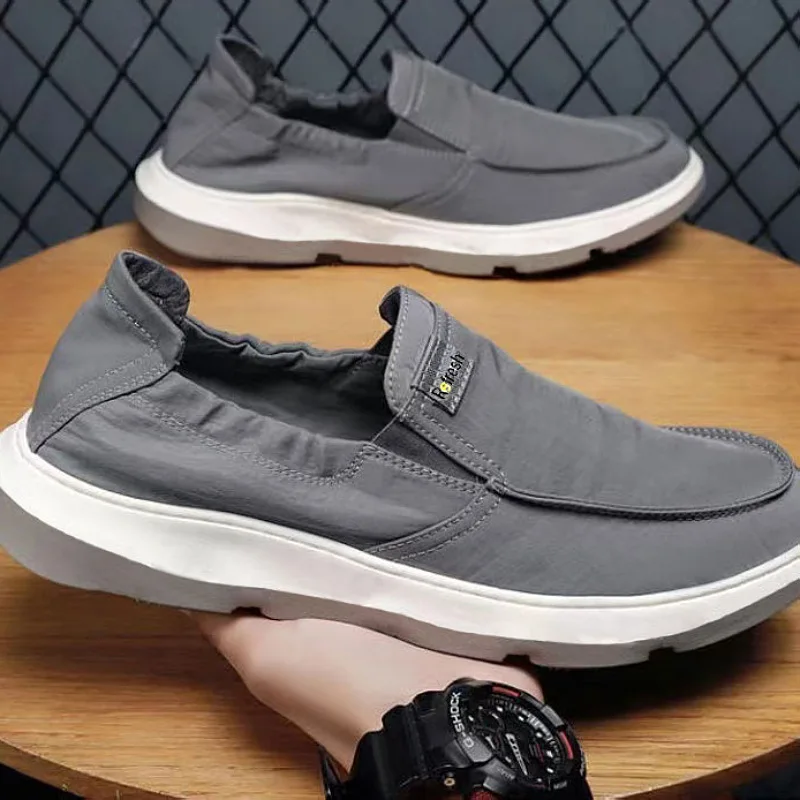 

2025 Spring New Men's Breathable One Step Canvas Shoes Comfortable Soft Sole Anti Slip Versatile Single Shoes Zapatillas Hombre