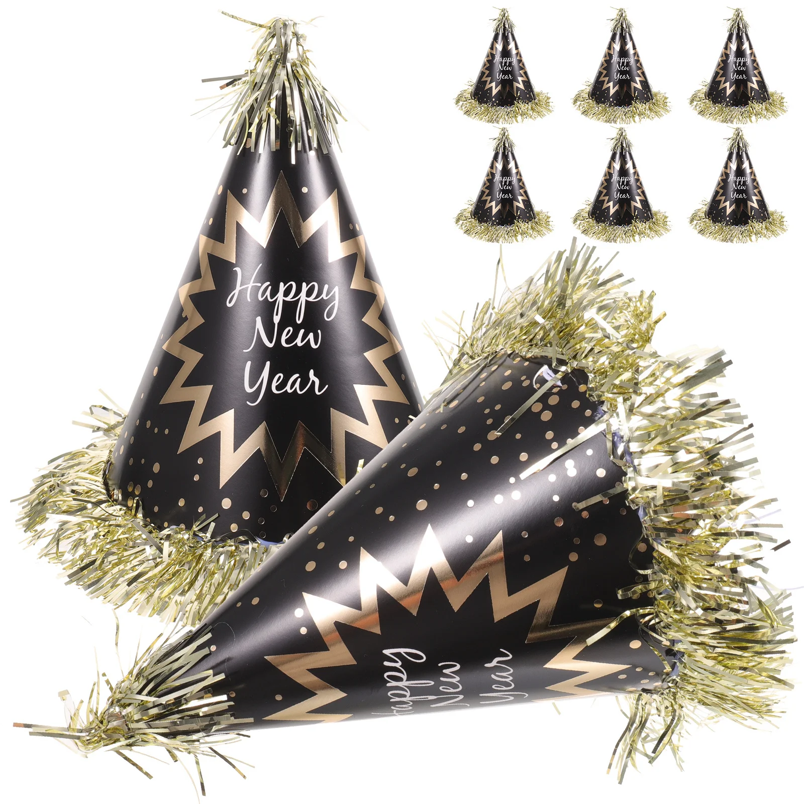 

8pcs New Year Party Hats 2023 Happy New Year Paper Cone Hats For Adults Party Supplies Decoration Festival Favors