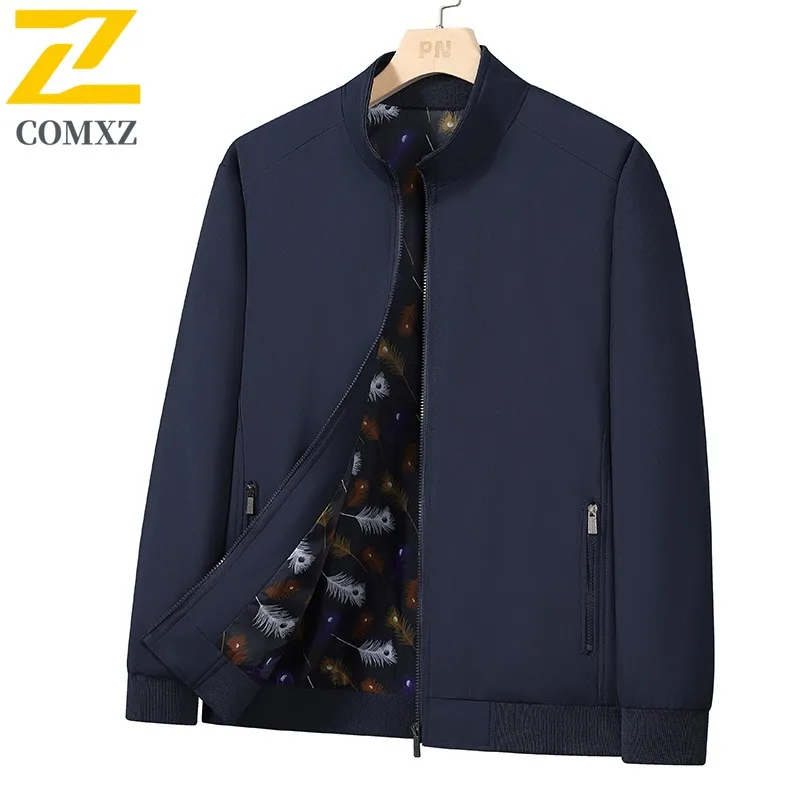

COMXZ Mens Jacket High Quality Outdoor Work Comfortable Coat Classic Stand Collar Travel Lightweight Durable Autumn New Clothing
