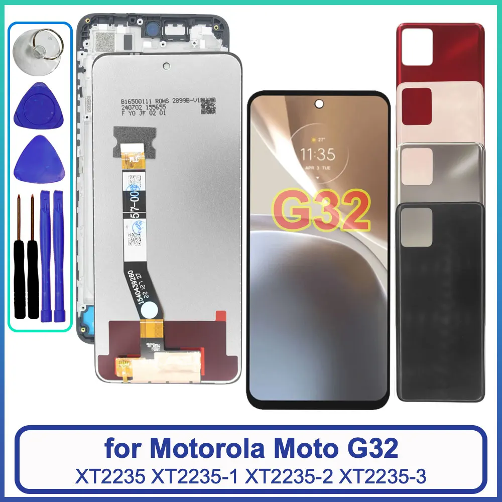 Nuevo LCD para Motorola Moto G32 2022 ‎ Reemplazo del conjunto de la pantalla táctil de la pantalla LCD para Moto G32 XT2235 XT2235-2 LCD con marco