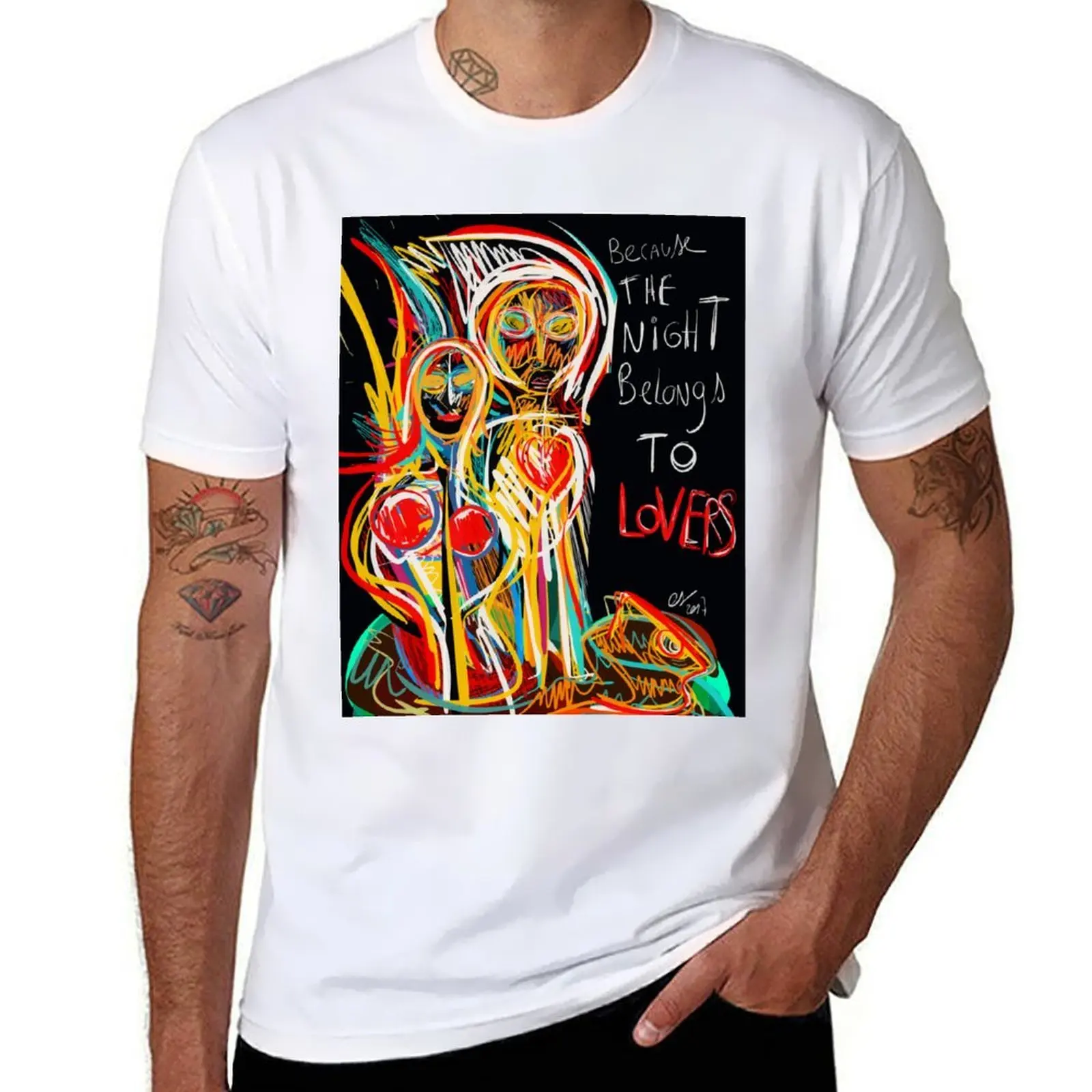 

Because the night street art graffiti T-Shirt man t shirt cotton high quality man tshirt T-Shirt