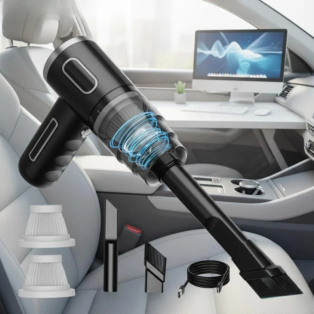 Car Vacuum Cleaner Wireless Handheld Rechargeable Portable USB Powered Strong Suction for Car Interior Cleaning